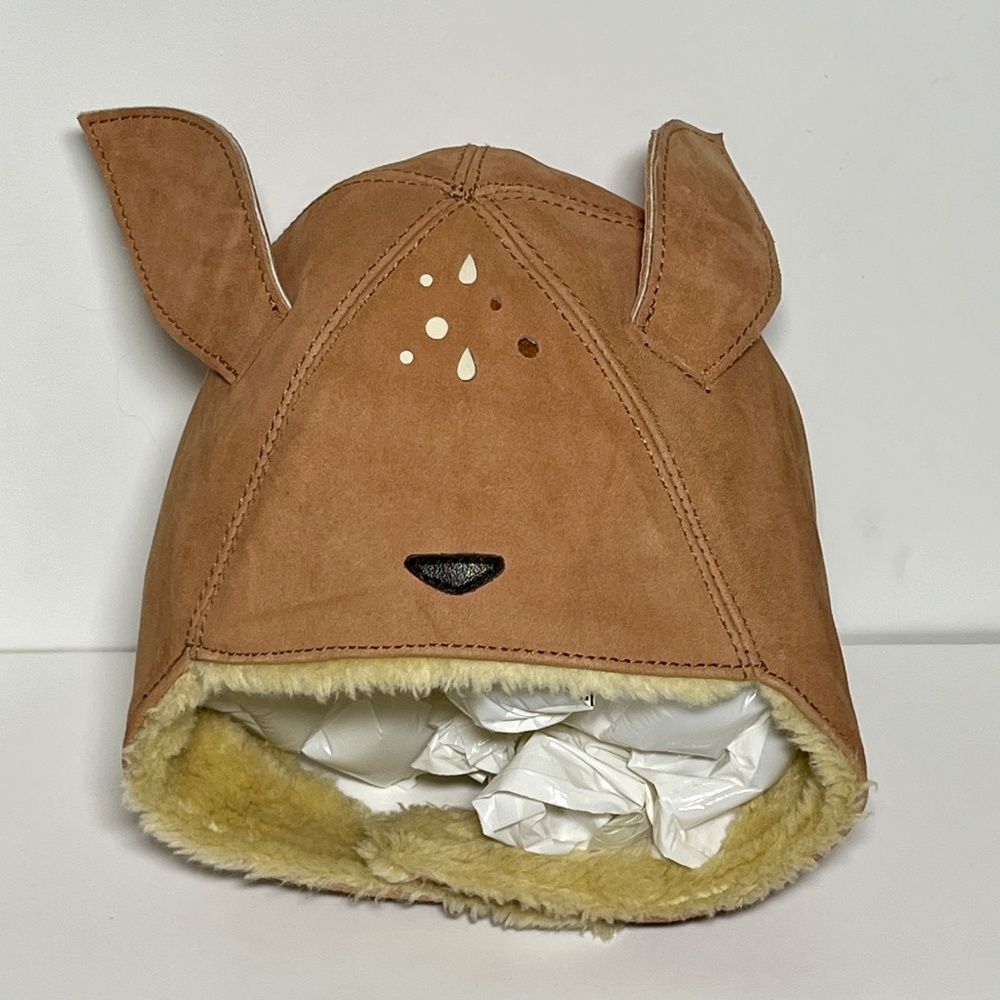 NWT Anthropologie Donsje Kids KAPI Winter Leather Hat Size SMALL Deer 3 6 9 12 m - Picture 4 of 14